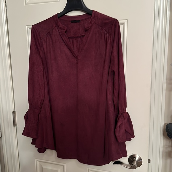 Joh Abia Stretch Suede Top Color Mulberry Size Large - Picture 4 of 9
